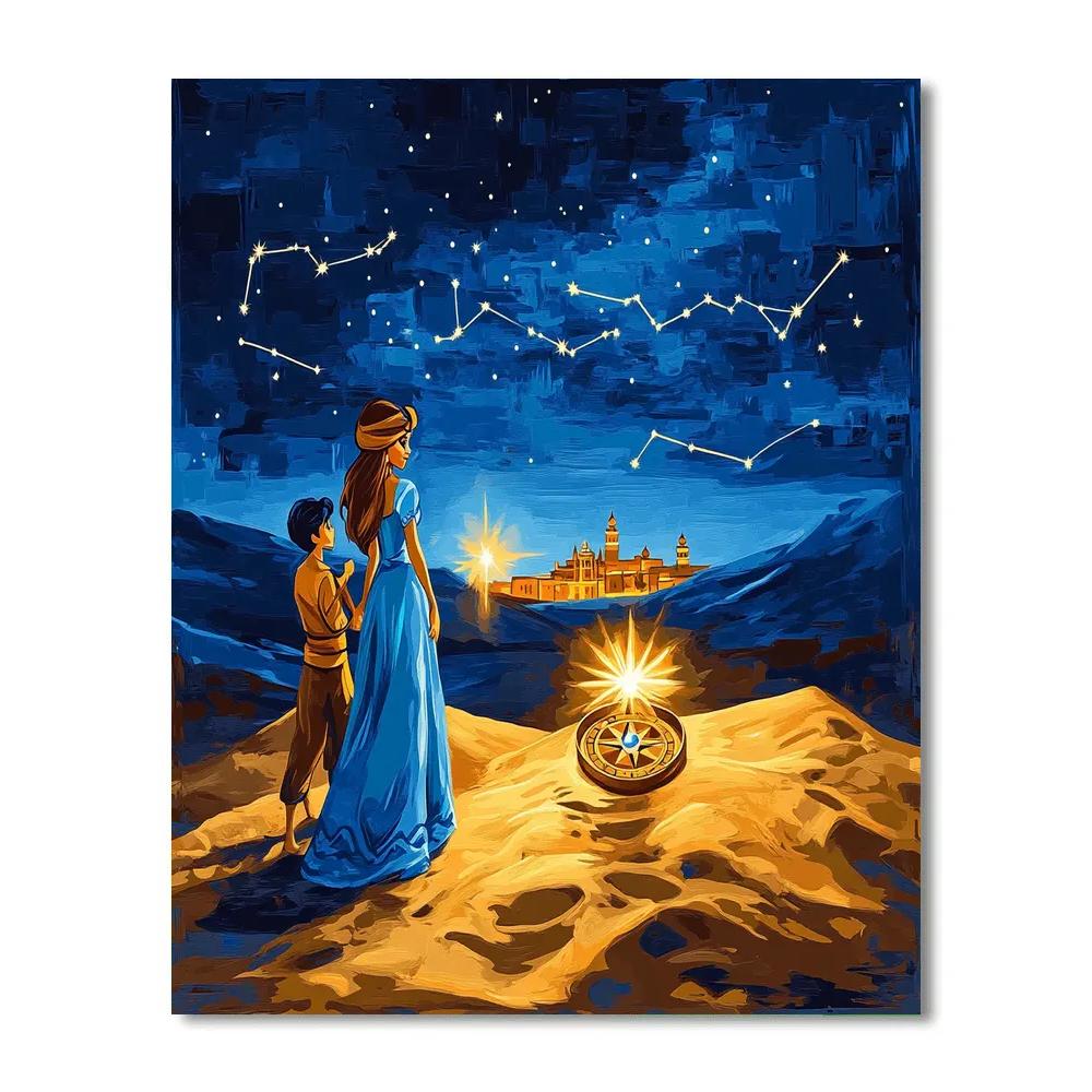 Princess Jasmine And Rajah Desert Star Compass Paint by numbers art
