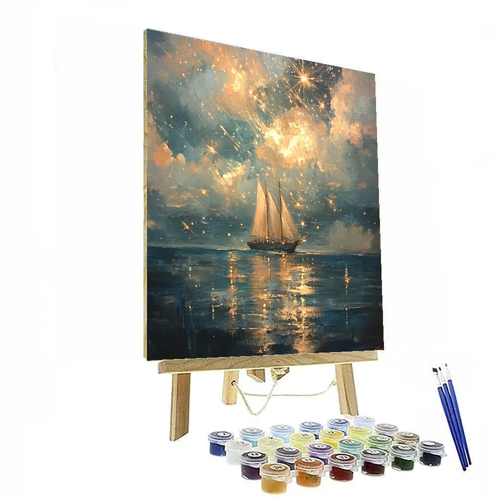 J M W Turner Inspired Ship In Meteor Shower paint by color