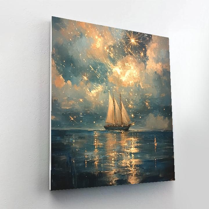 J M W Turner Inspired Ship In Meteor Shower paint by color