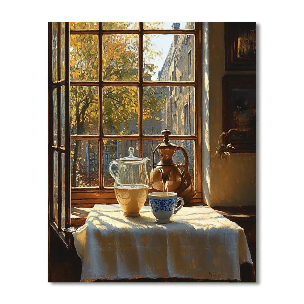 Johannes Vermeer Inspired Morning Coffee By Window Painting by numbers kit