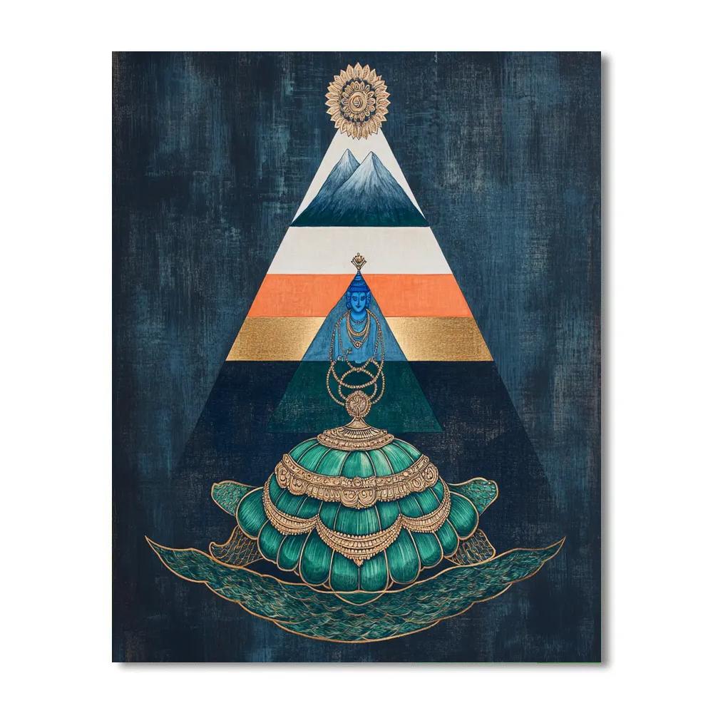 Vishnu As Kurma Supporting The Mountain Churn paint by number