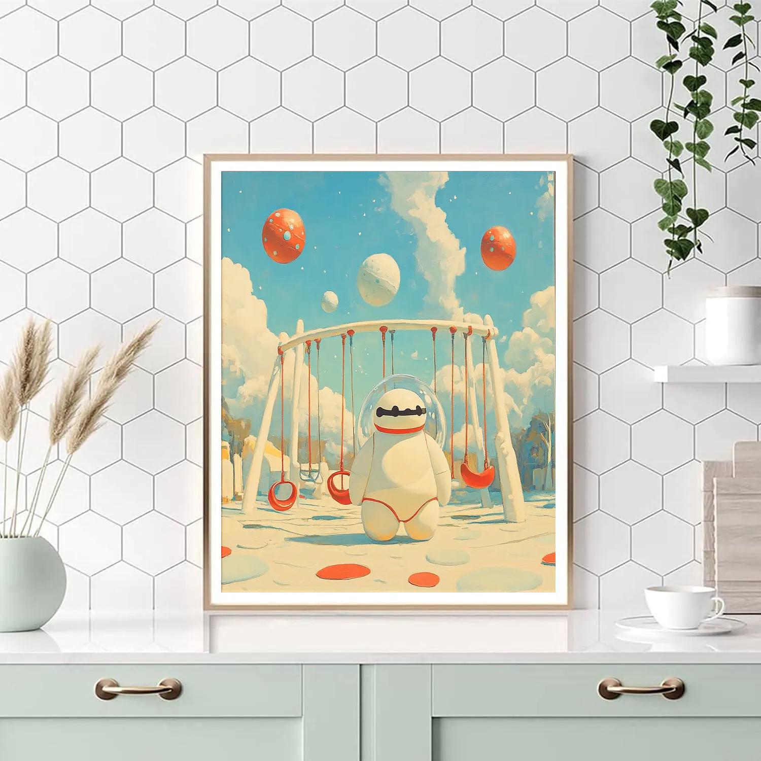 Baymax Bubble Helmet Space Playground DIY paint by numbers