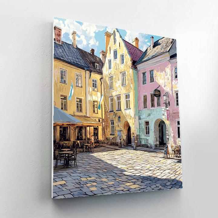 Old Town Square Facades In Golden Afternoon Tallinn Estonia Number painting