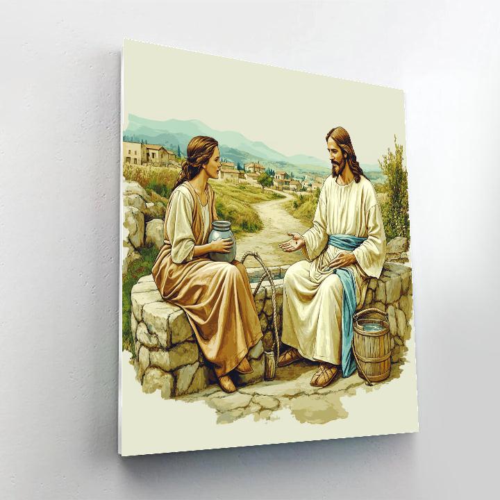 Jesus And The Samaritan Well Conversation Numbered painting kits