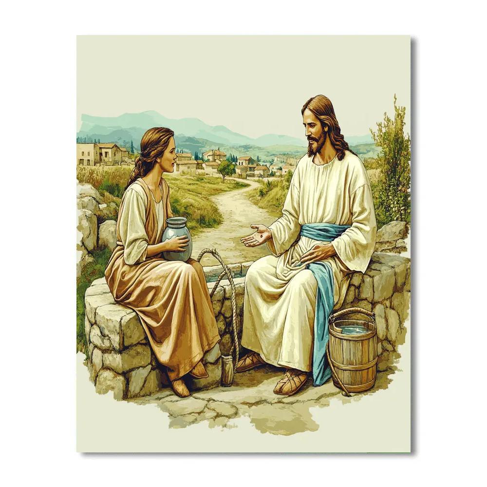 Jesus And The Samaritan Well Conversation Numbered painting kits