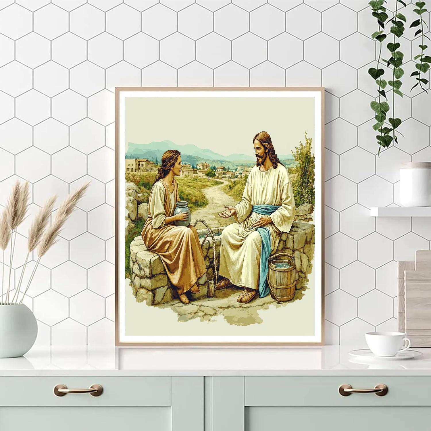Jesus And The Samaritan Well Conversation Numbered painting kits