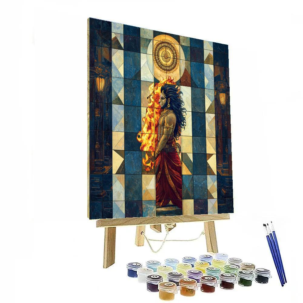 Vishnu As Narasimha In The Pillar Of Radiant Geometry Painting by numbers kit