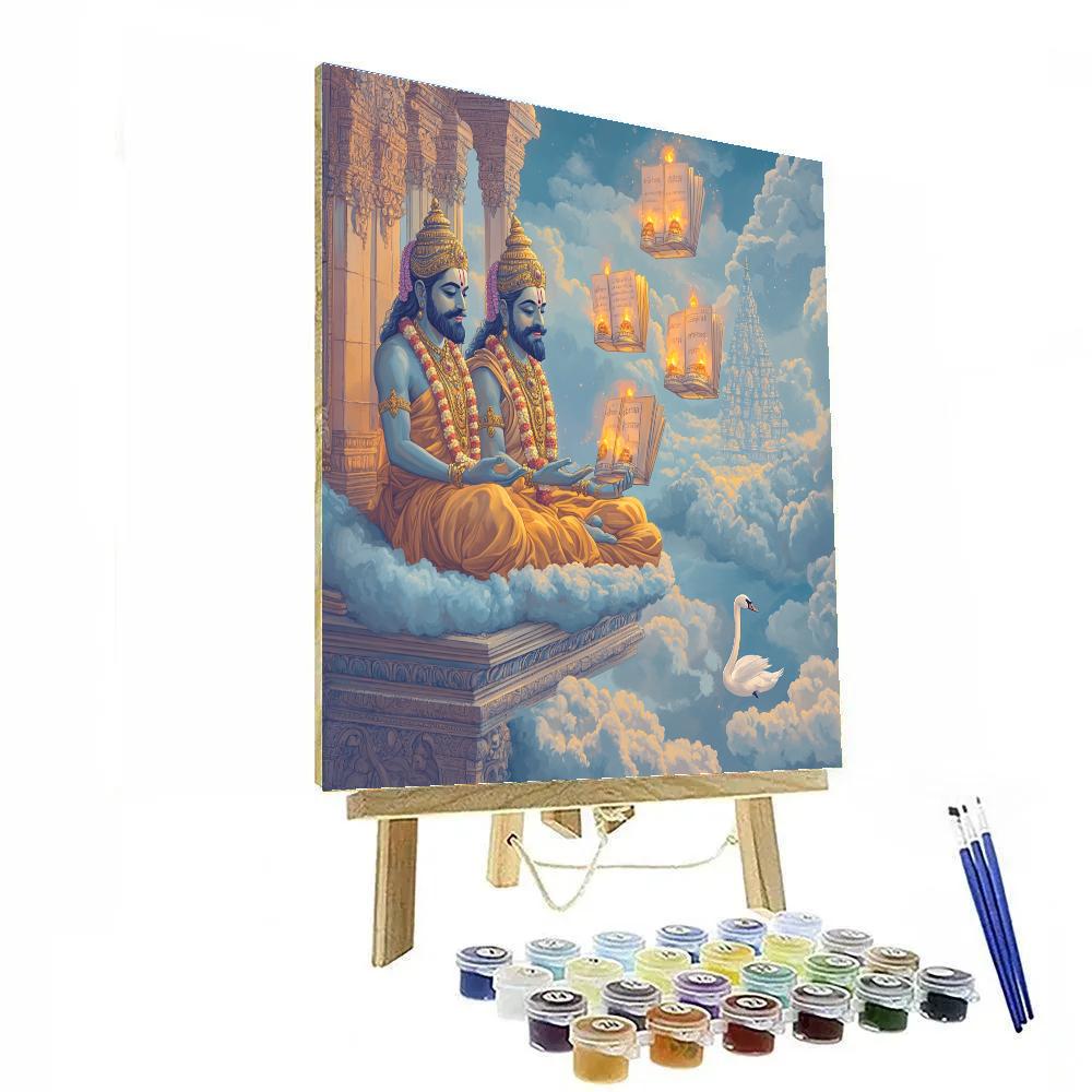 Brahma Sky Library With Floating Manuscripts Number painting