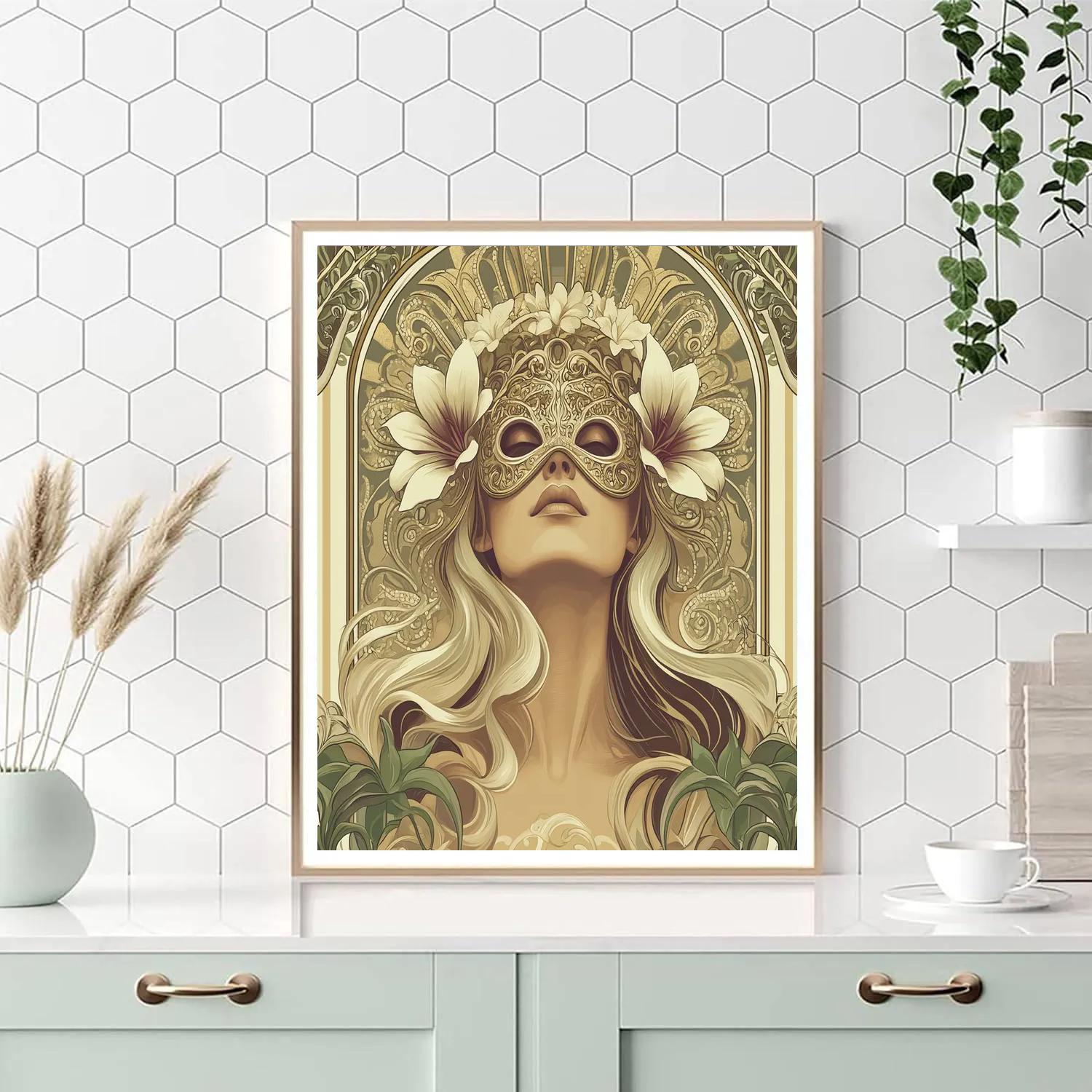 Alphonse Mucha Inspired Festival Masquerade Poster Paint by numbers kits