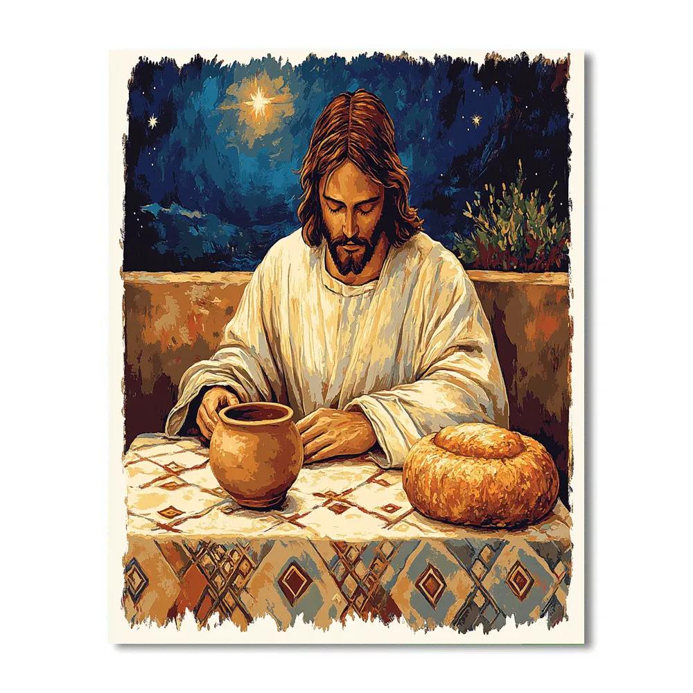 Jesus At The Table Of Earthenware Light paint by color