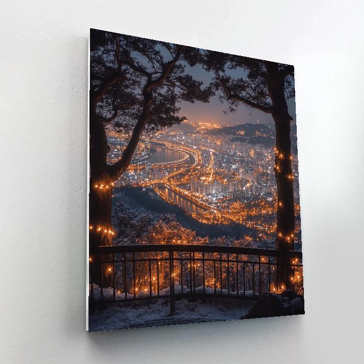 Seoul Skyline From Namsan Park Overlook At Night Seoul South Korea DIY paint by numbers