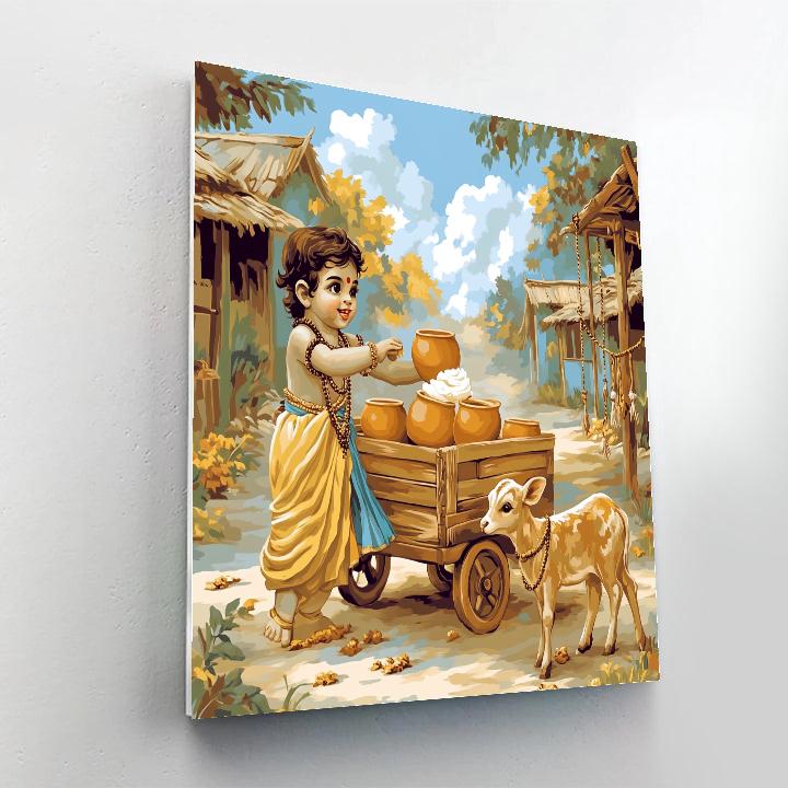 Krishna And The Butter Cart Workshop Numbered painting kits