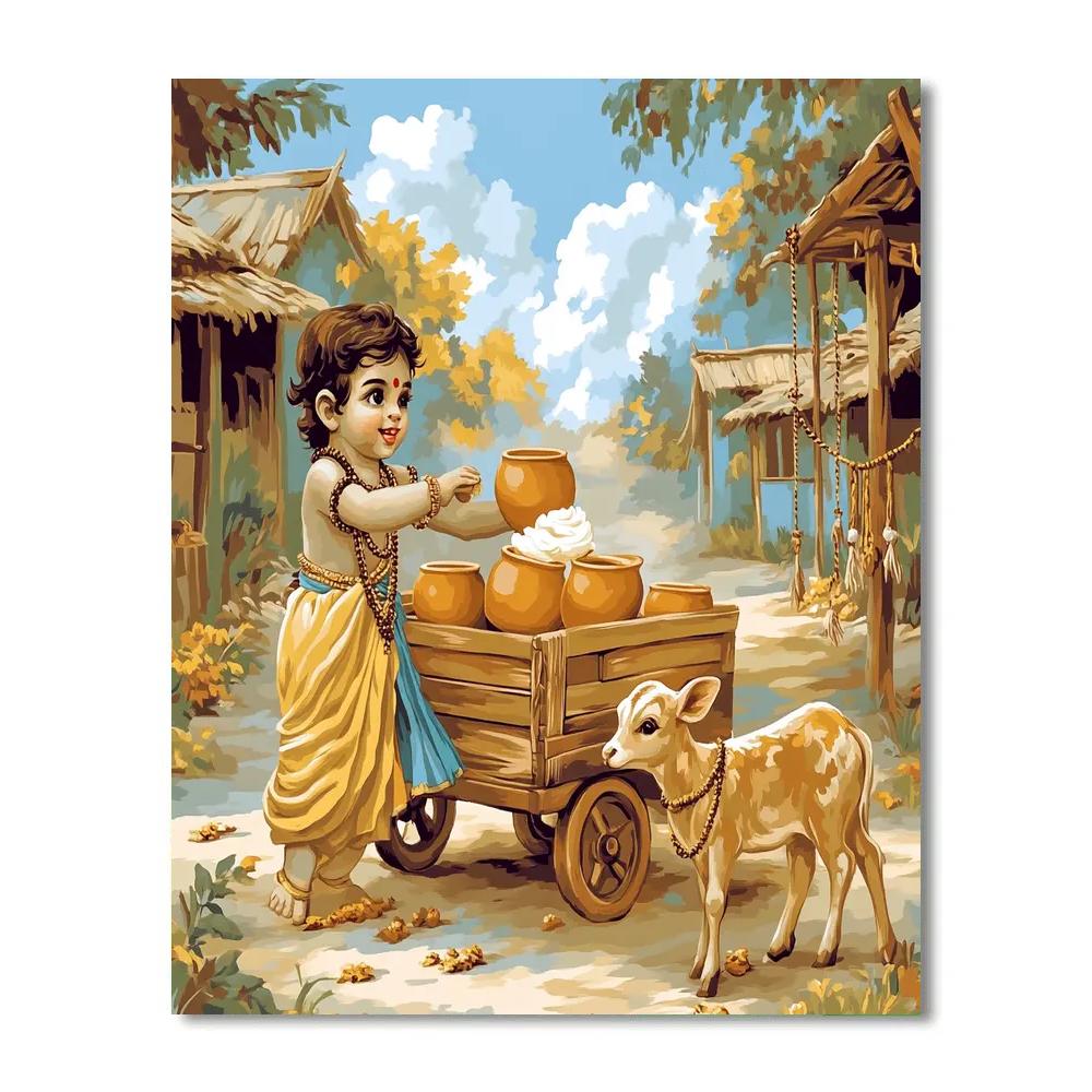 Krishna And The Butter Cart Workshop Numbered painting kits