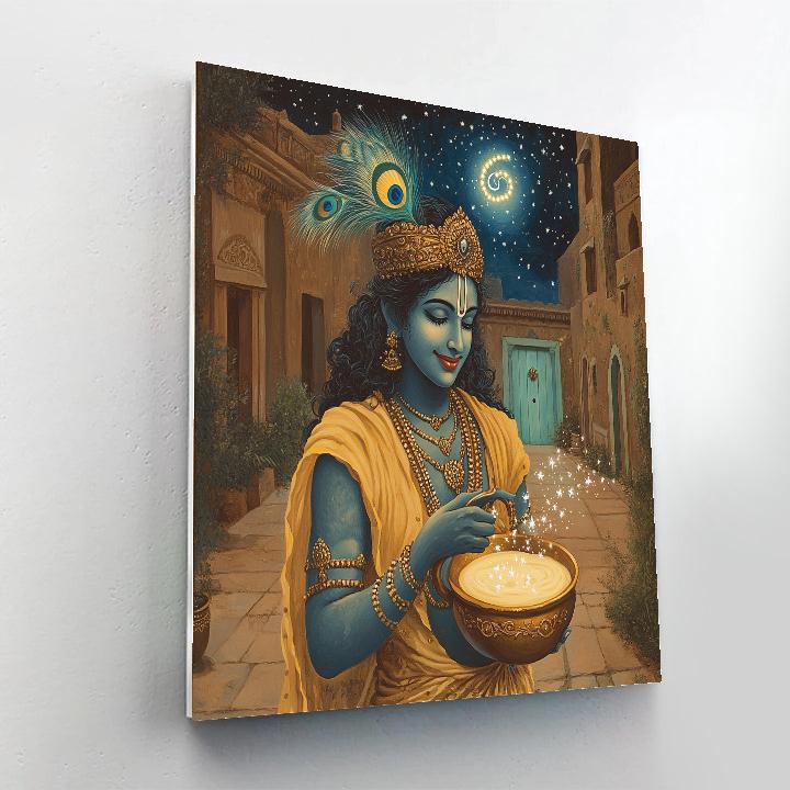 Vishnu As Krishna Holding The Starry Butter Pot DIY paint by numbers