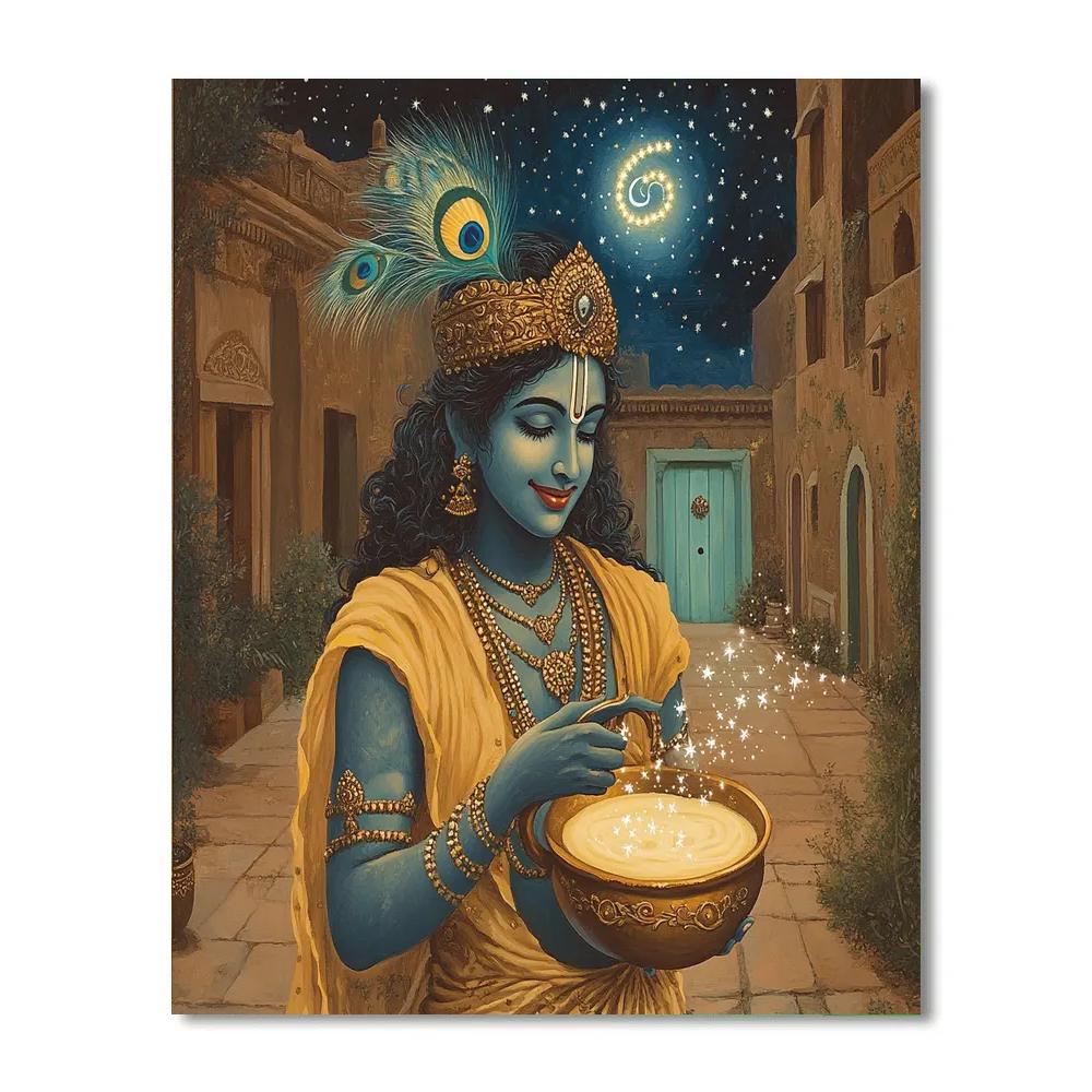 Vishnu As Krishna Holding The Starry Butter Pot DIY paint by numbers