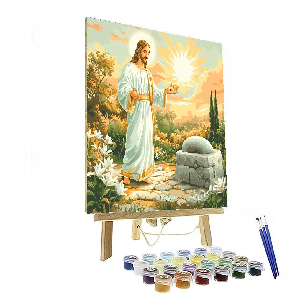 Resurrection Morning With Jesus In The Open Tomb Garden Painting by numbers kit