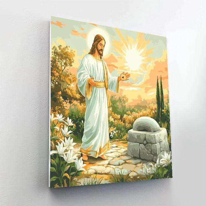 Resurrection Morning With Jesus In The Open Tomb Garden Painting by numbers kit