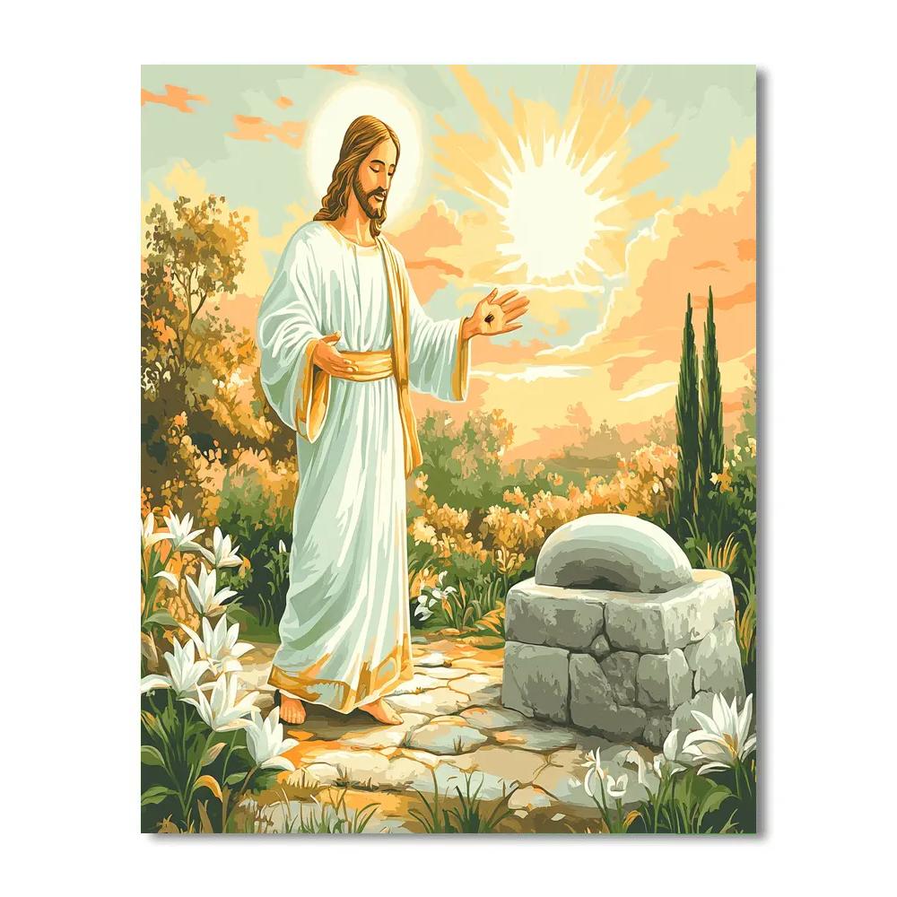 Resurrection Morning With Jesus In The Open Tomb Garden Painting by numbers kit