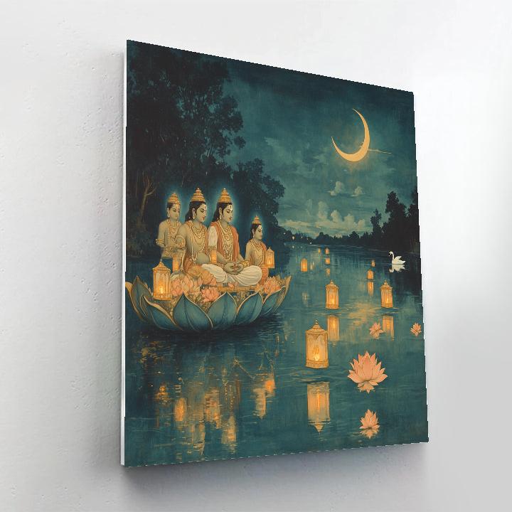 Brahma Lantern Festival Over Still Water paint by color