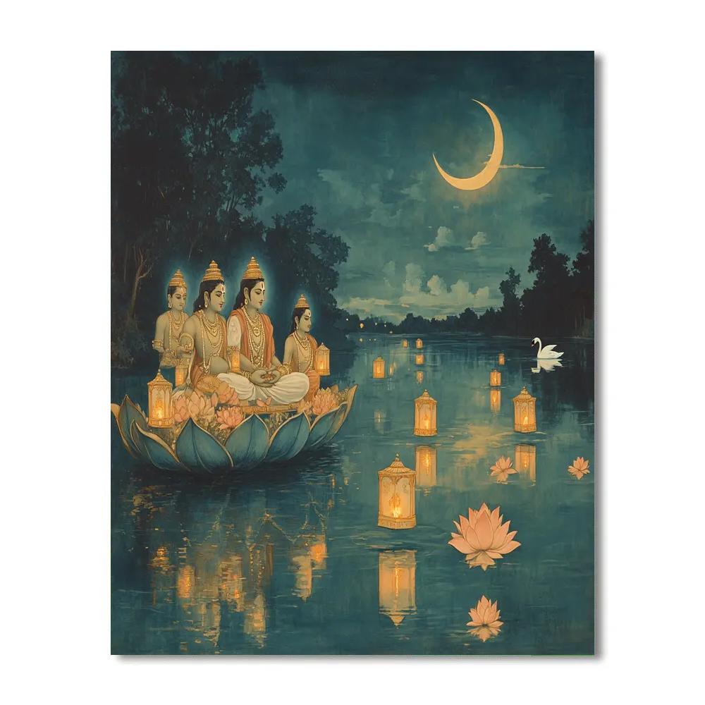Brahma Lantern Festival Over Still Water paint by color