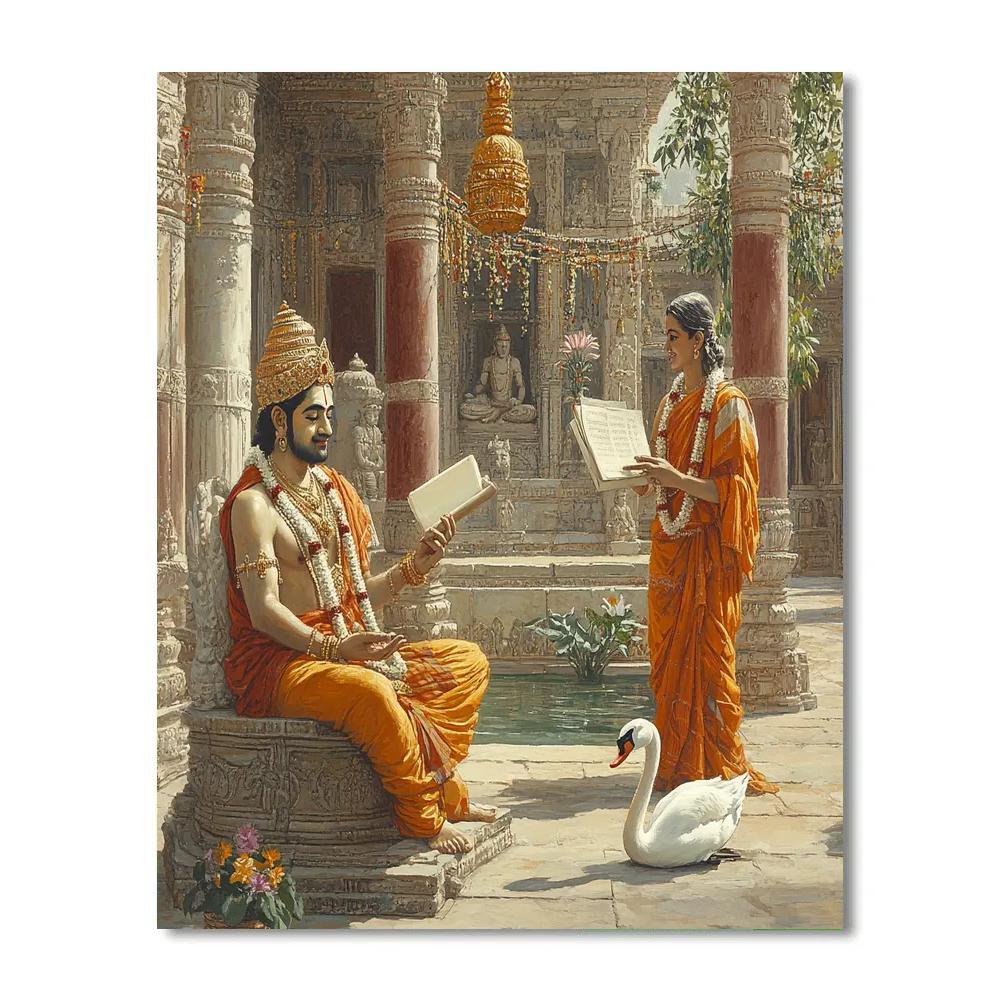 Temple Courtyard, Conversations With Brahma paint by numbers