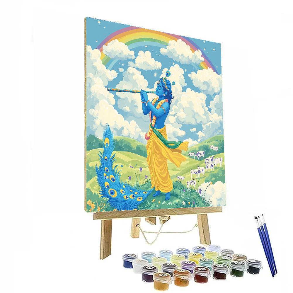 Krishna And The Cloud Herding Flute Paint by numbers art