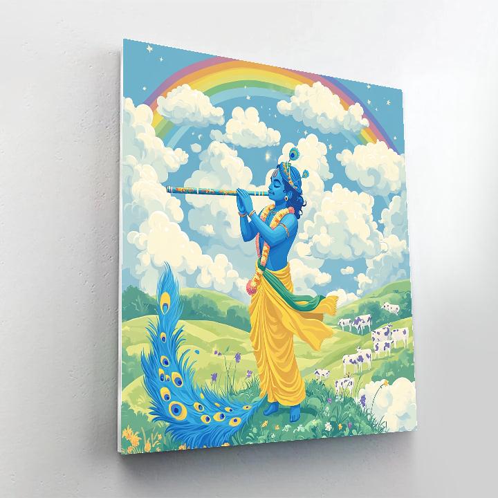 Krishna And The Cloud Herding Flute Paint by numbers art