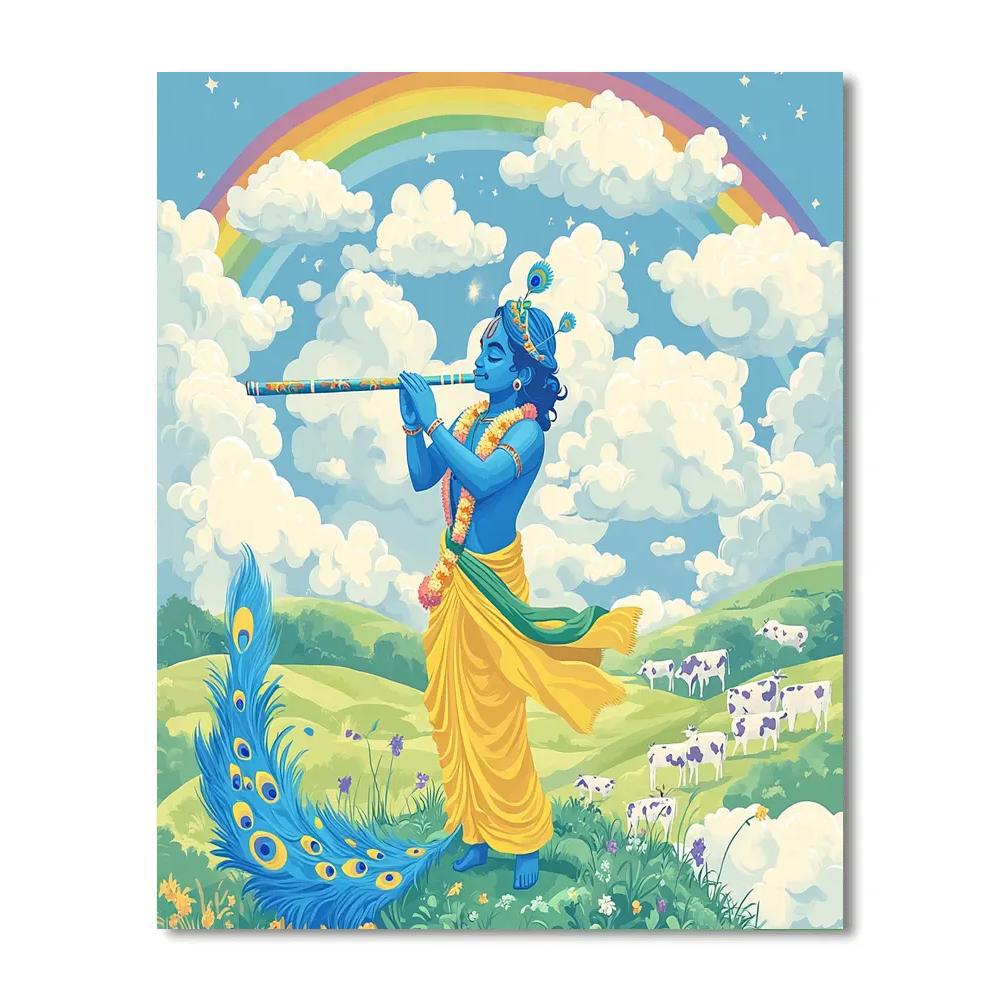 Krishna And The Cloud Herding Flute Paint by numbers art