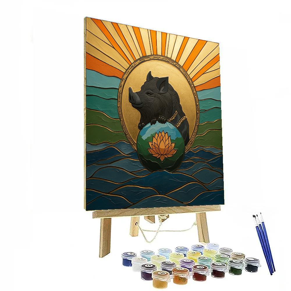 Vishnu As Varaha Lifting The Earth Lotus Painting by numbers kit