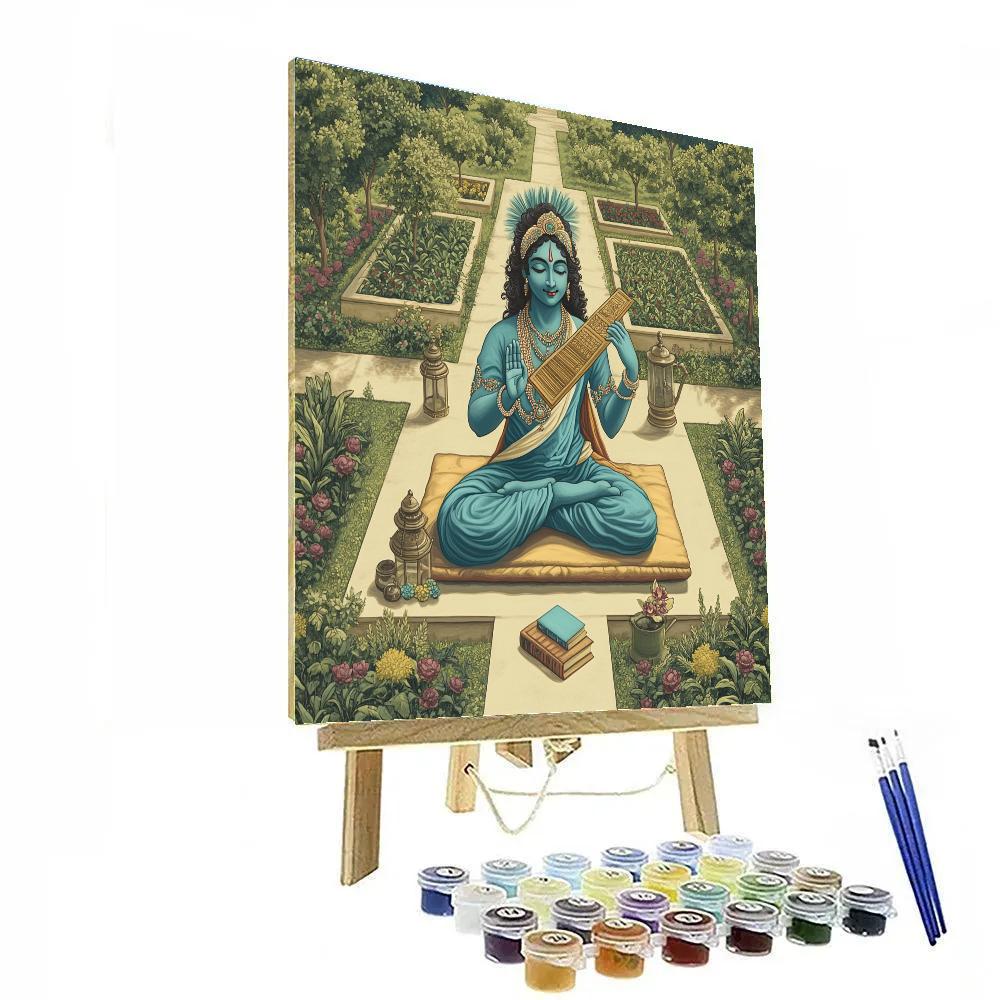 Krishna In The Tulsi Garden Library Numbered painting kits