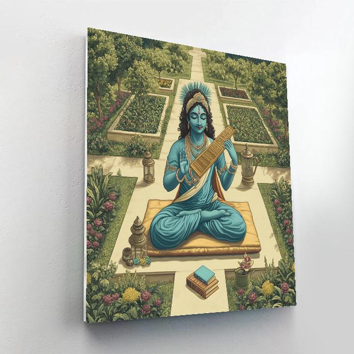 Krishna In The Tulsi Garden Library Numbered painting kits