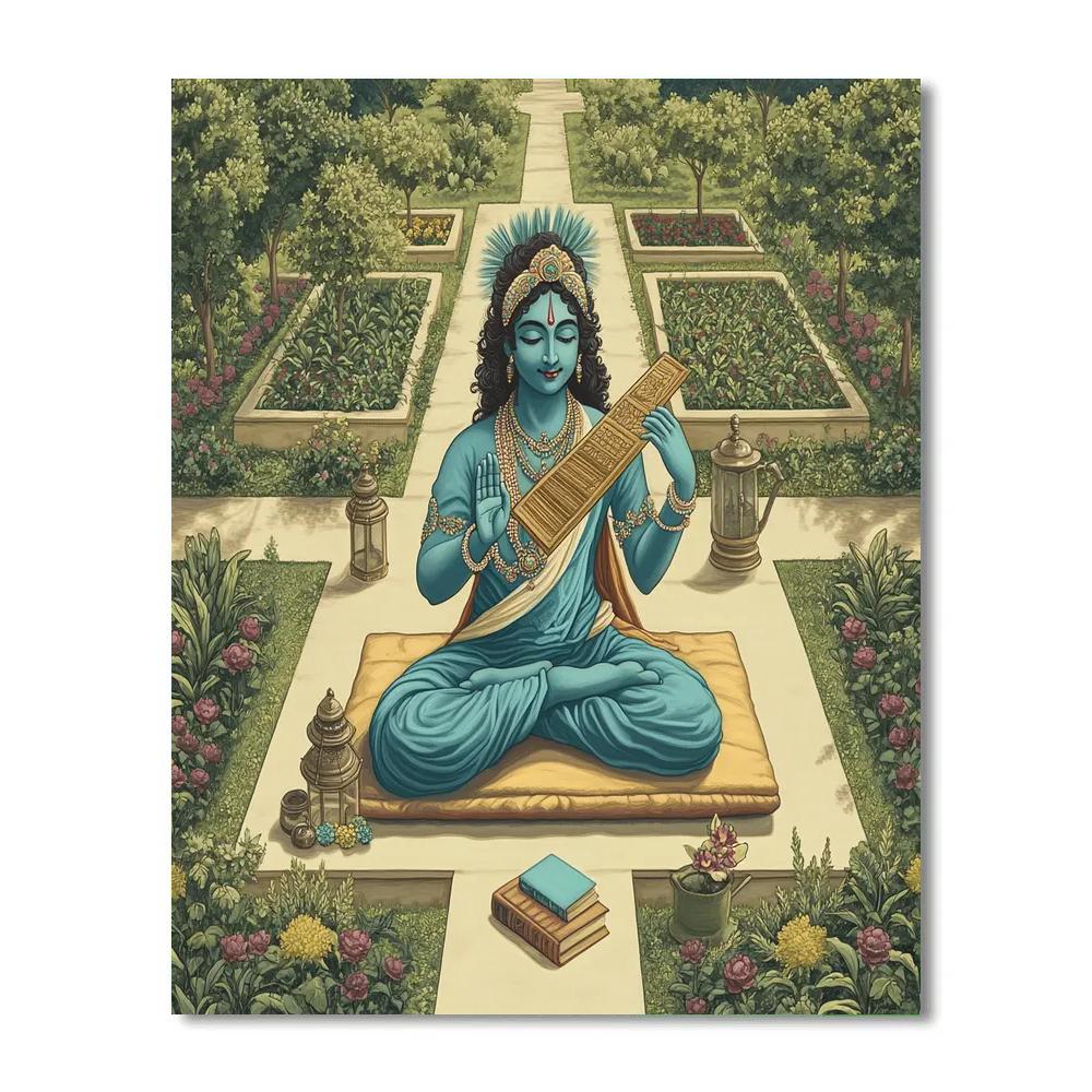 Krishna In The Tulsi Garden Library Numbered painting kits