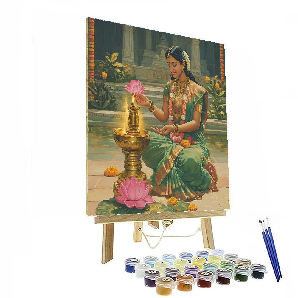 Garden Courtyard With Parvati Lamp Light Paint by numbers kits