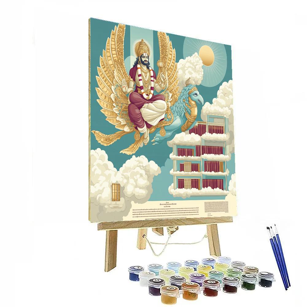 Vishnu With Garuda Above The Library Of Clouds paint by number