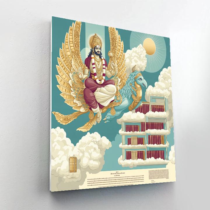 Vishnu With Garuda Above The Library Of Clouds paint by number
