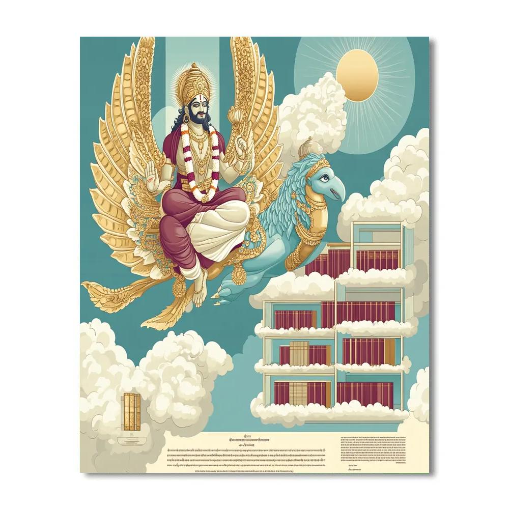 Vishnu With Garuda Above The Library Of Clouds paint by number
