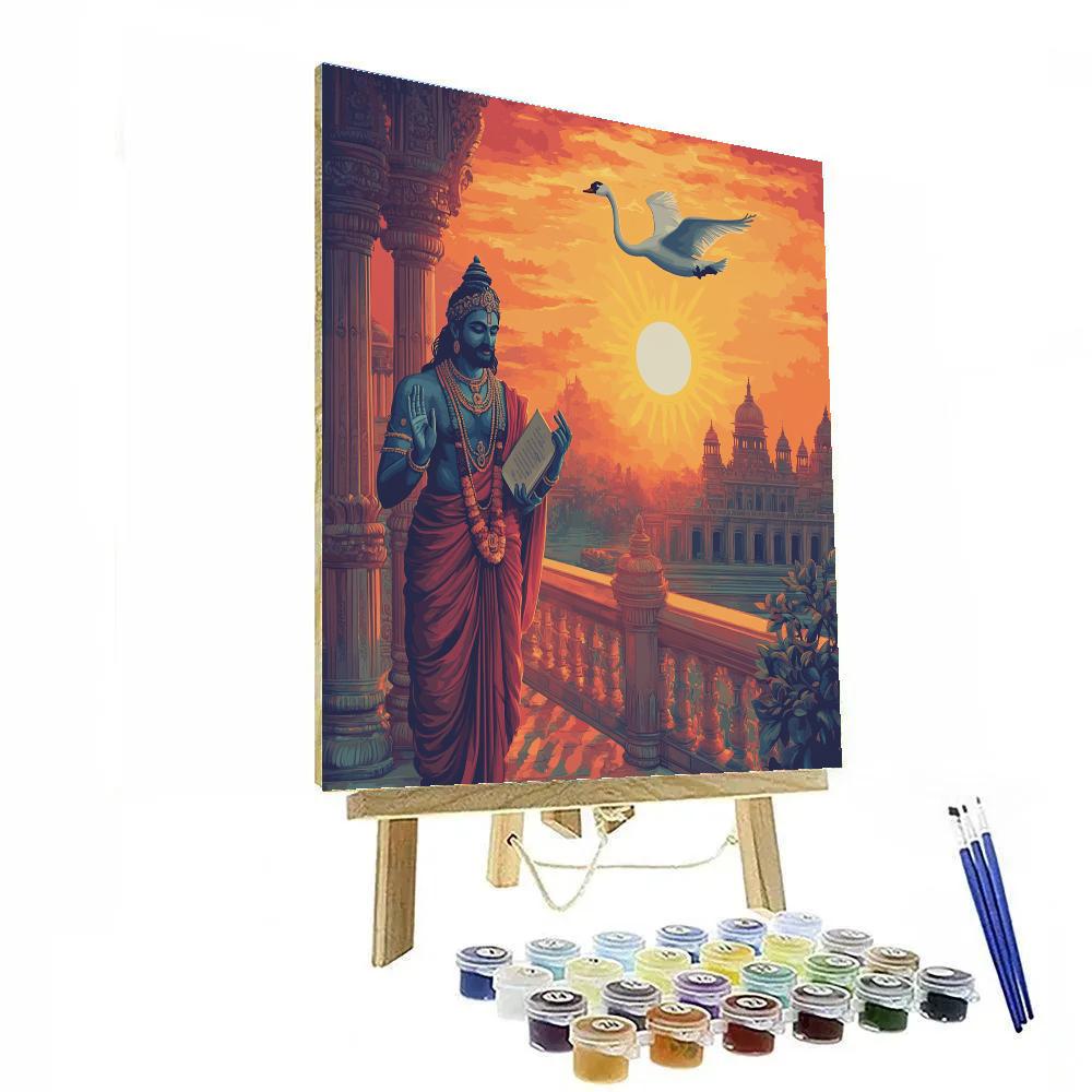 Brahma Sunset Balcony With Swan Silhouette DIY paint by numbers