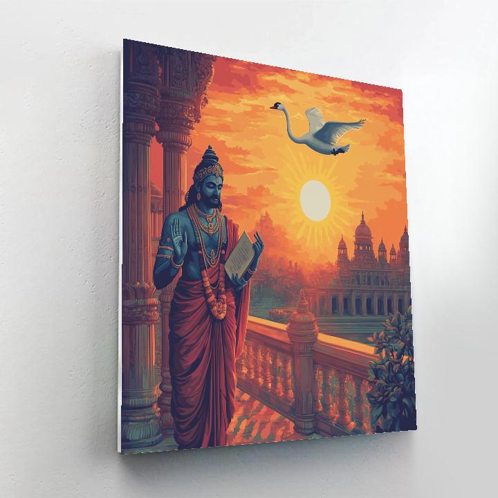 Brahma Sunset Balcony With Swan Silhouette DIY paint by numbers