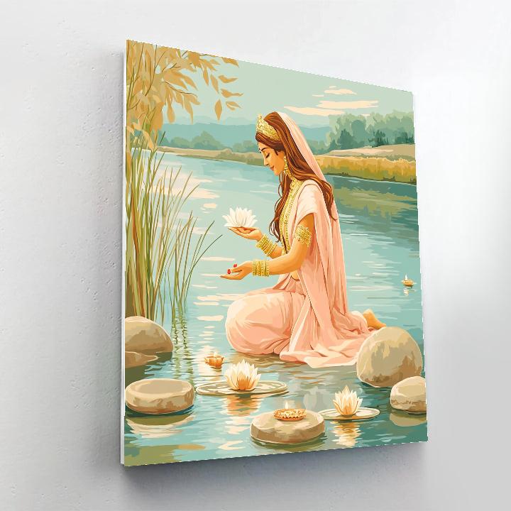 Parvati Riverbank Lotus Offering paint by numbers