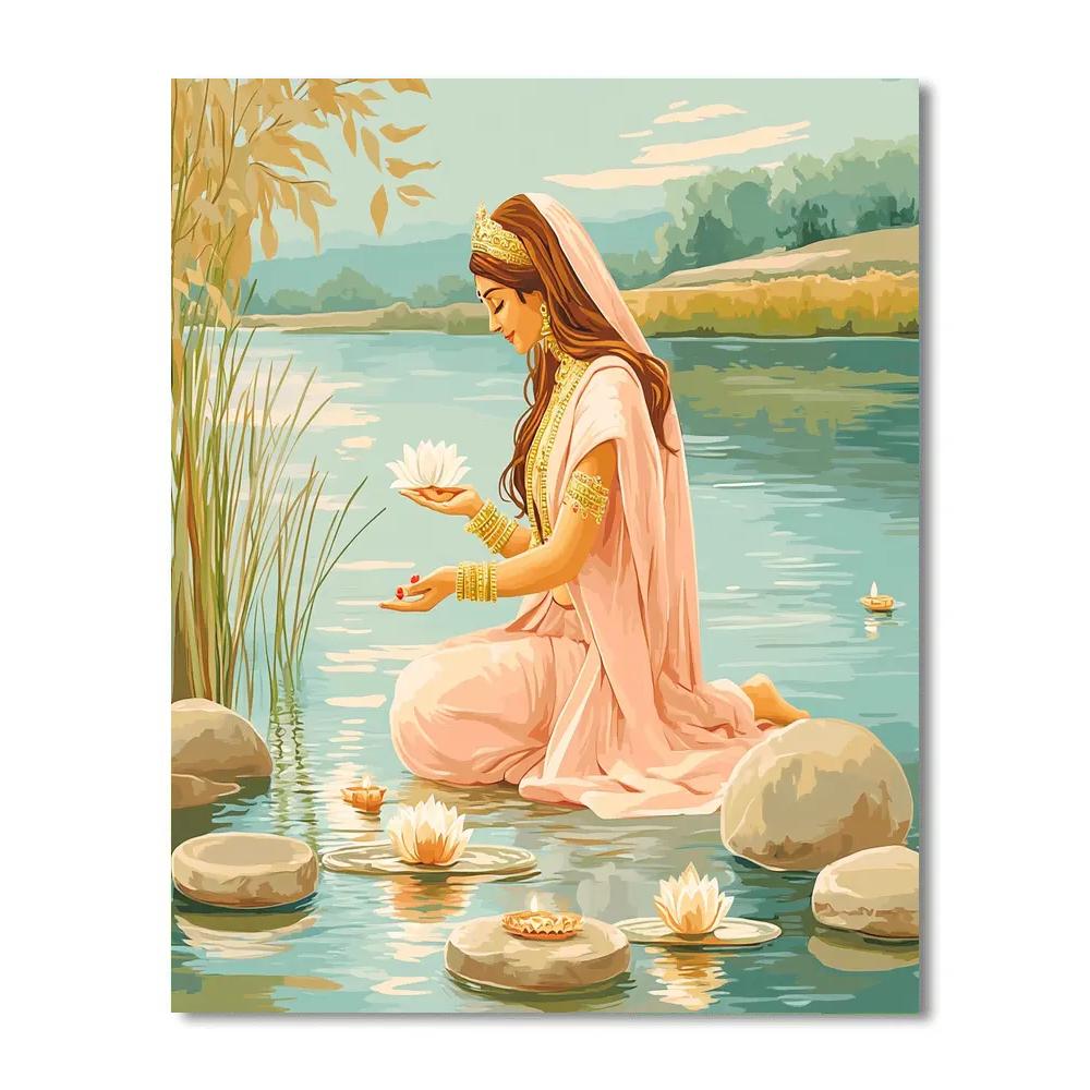 Parvati Riverbank Lotus Offering paint by numbers