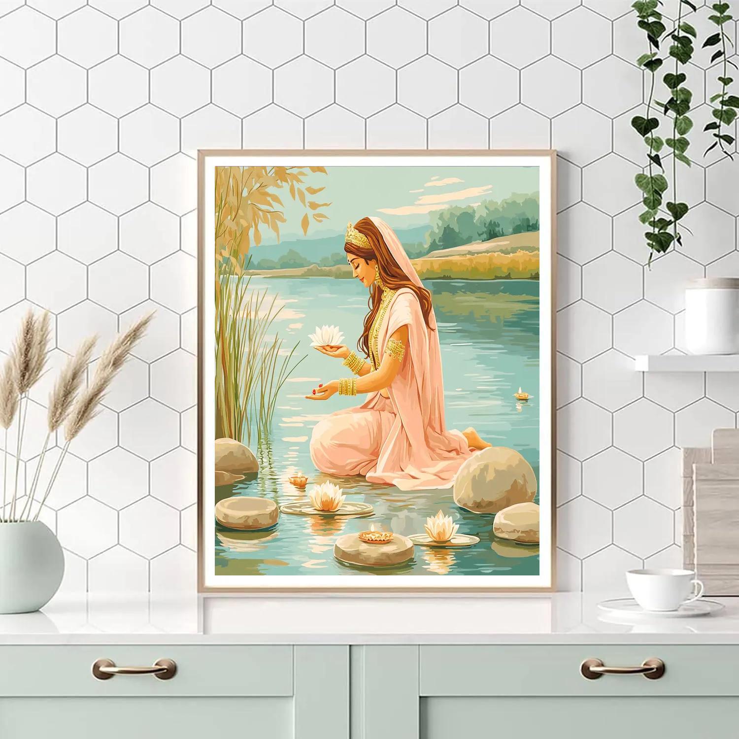 Parvati Riverbank Lotus Offering paint by numbers