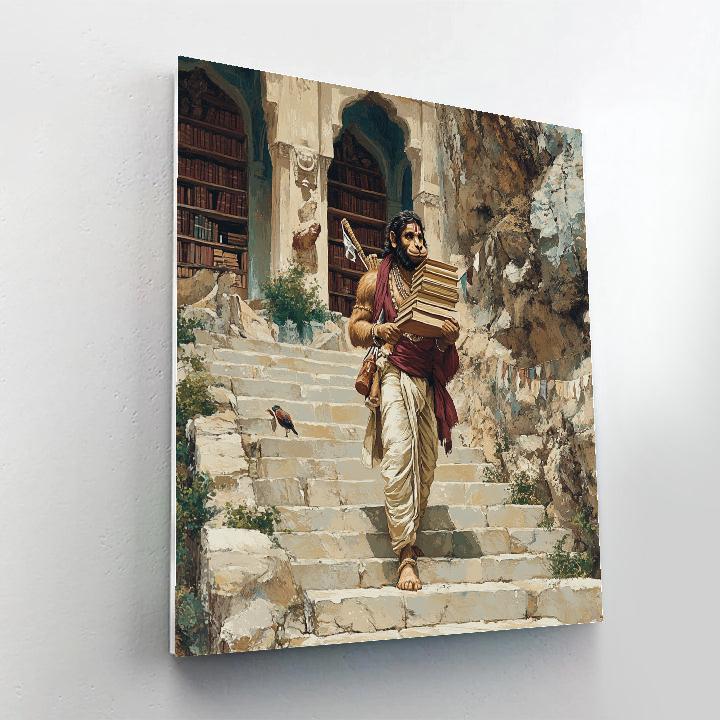 Mountain Library Steps, Hanuman Scholar DIY paint by numbers