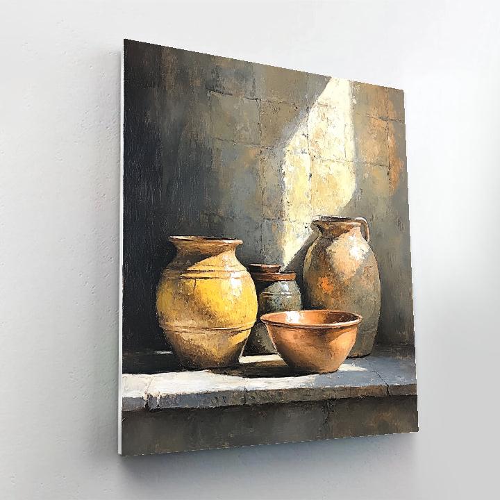 Diego Velázquez Inspired Silvery Bodegon Of Earthenware And Copper Glow Number painting