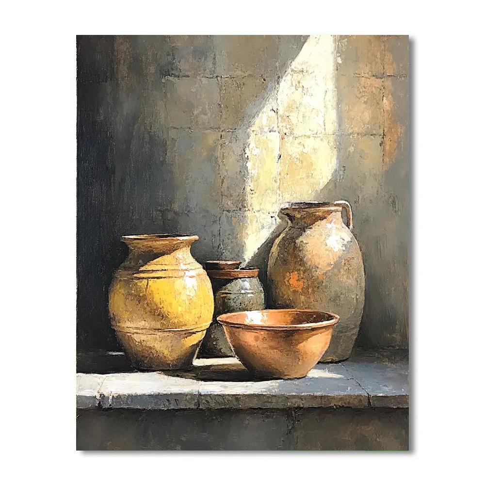 Diego Velázquez Inspired Silvery Bodegon Of Earthenware And Copper Glow Number painting