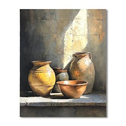 Diego Velázquez Inspired Silvery Bodegon Of Earthenware And Copper Glow Number painting
