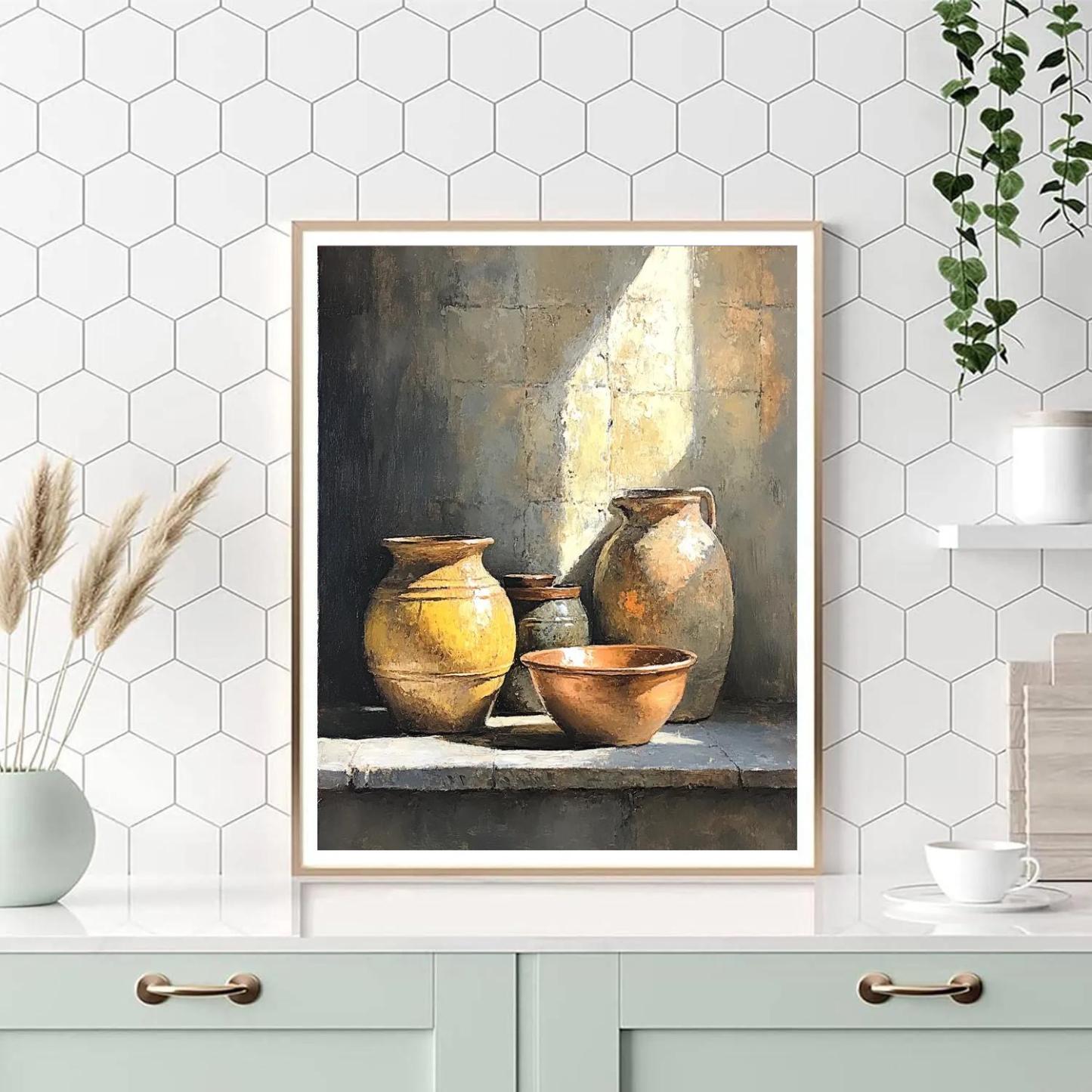 Diego Velázquez Inspired Silvery Bodegon Of Earthenware And Copper Glow Number painting