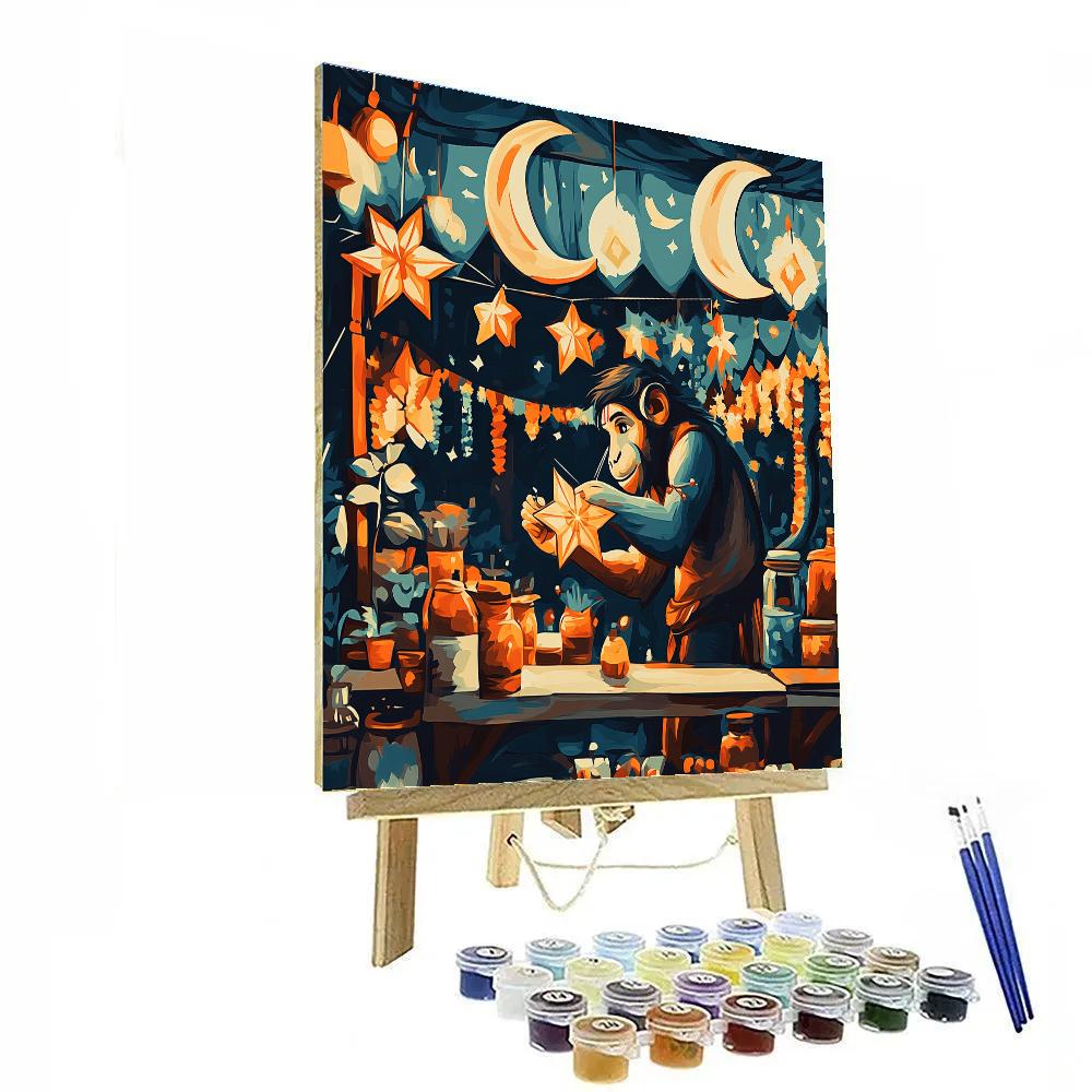 Hanuman Lantern Maker At Moon Market paint by color