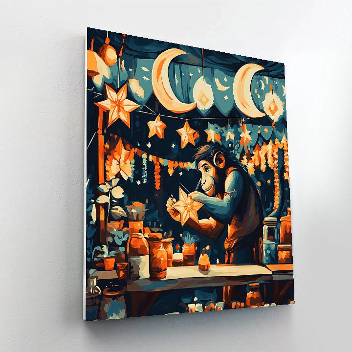 Hanuman Lantern Maker At Moon Market paint by color