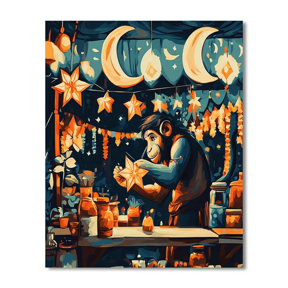 Hanuman Lantern Maker At Moon Market paint by color
