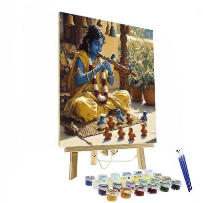 Krishna Making Music With Clay Birds Painting by numbers kit